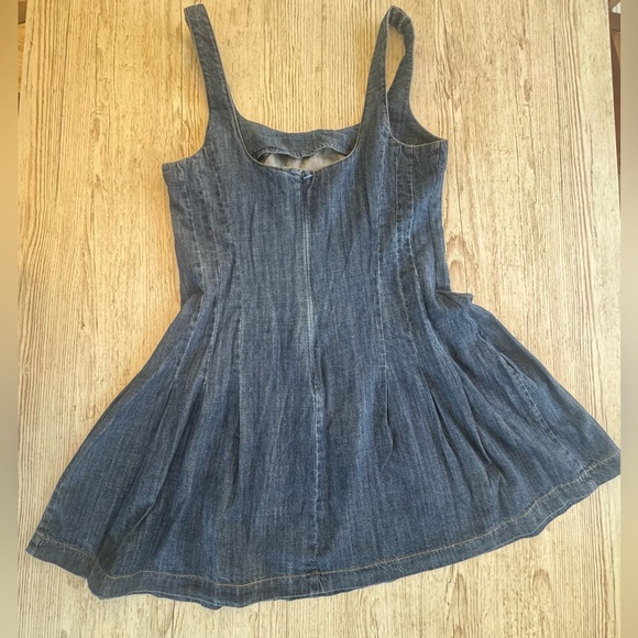 Vici Nice Try Pleated Denim Sleeveless Tank Top Mini Skater Dress M - Picture 3 of 8
